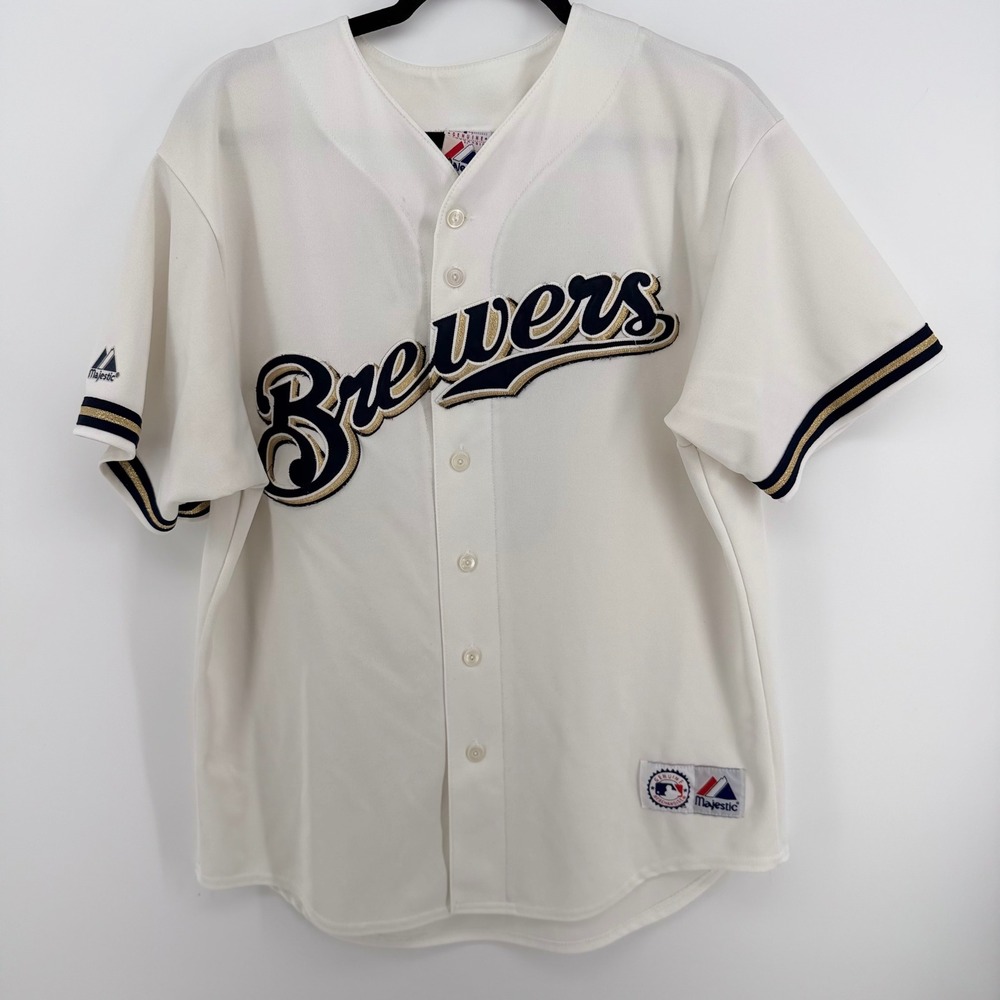 Ryan Braun #8 Milwaukee Brewers Majestic MLB Sewn White Jersey Mens XL
